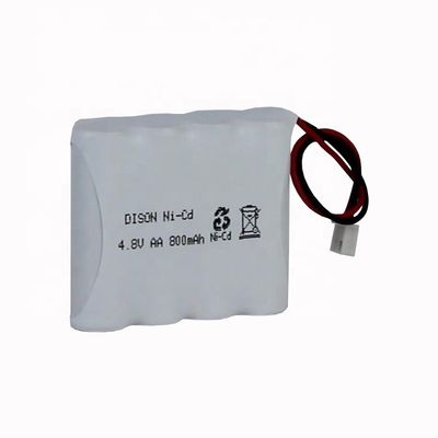 Long Cycle Life High Temperature NiCd 4.8V AA 800mAh Rechargeable Battery Pack For Emergency Lighting